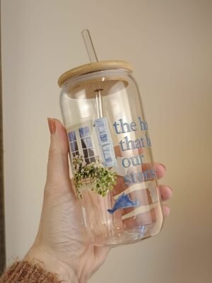 The House That Holds Our Stories glass can tumbler by misty lea