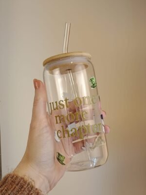Just One More Chapter glass can tumbler by misty lea